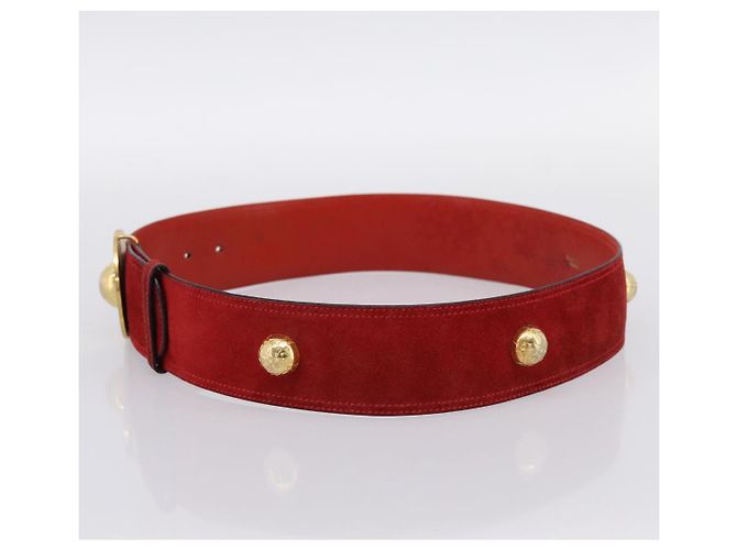 Céline Cinturón CELINE Suede 35'' Red Gold Auth 203816 Roja Dorado - vista 4