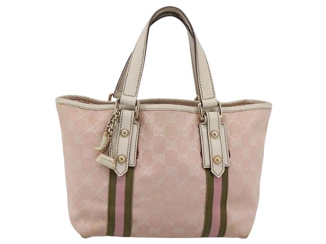 Borsa GUCCI GG Canvas Sherry Line Pink Gold 139261 Auth 202455 Rosa D'oro - vista 13
