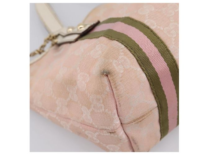 Borsa GUCCI GG Canvas Sherry Line Pink Gold 139261 Auth 202455 Rosa D'oro - vista 14
