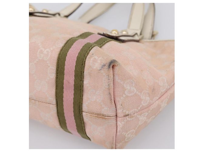 Borsa GUCCI GG Canvas Sherry Line Pink Gold 139261 Auth 202455 Rosa D'oro - vista 15
