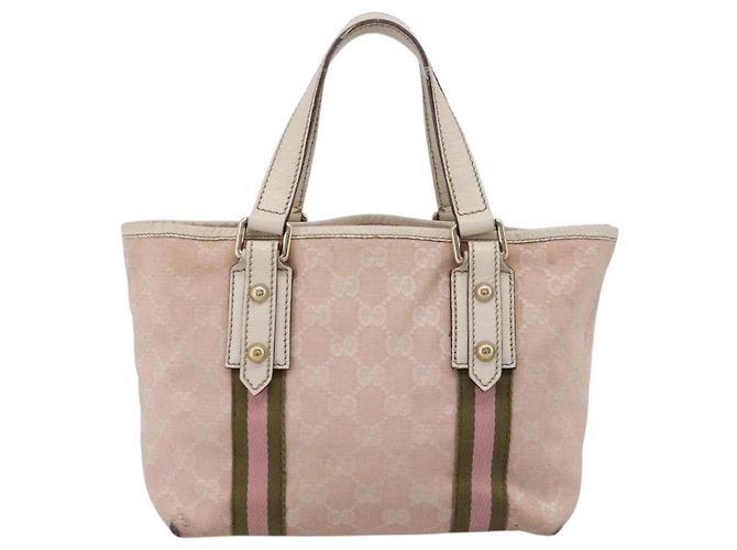 Borsa GUCCI GG Canvas Sherry Line Pink Gold 139261 Auth 202455 Rosa D'oro - vista 2