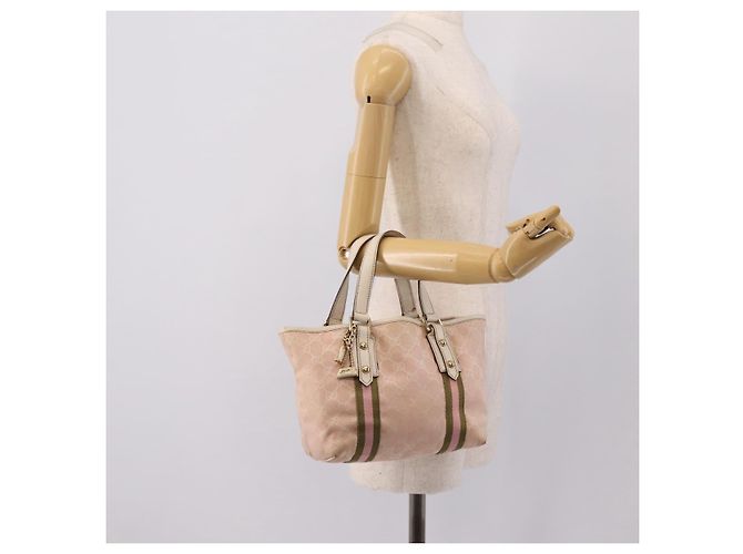 Borsa GUCCI GG Canvas Sherry Line Pink Gold 139261 Auth 202455 Rosa D'oro - vista 22