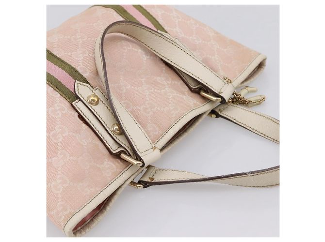 Borsa GUCCI GG Canvas Sherry Line Pink Gold 139261 Auth 202455 Rosa D'oro - vista 6