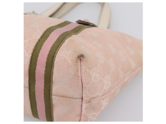 Borsa GUCCI GG Canvas Sherry Line Pink Gold 139261 Auth 202455 Rosa D'oro - vista 9