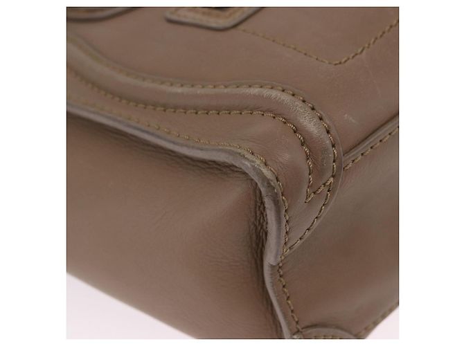 Céline CELINE Luggage Nano Shopper Hand Bag Leather 2way Beige Gold Auth 200630A D'oro - vista 15