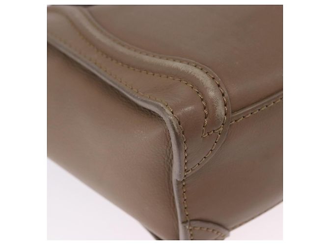 Céline CELINE Luggage Nano Shopper Hand Bag Leather 2way Beige Gold Auth 200630A D'oro - vista 17