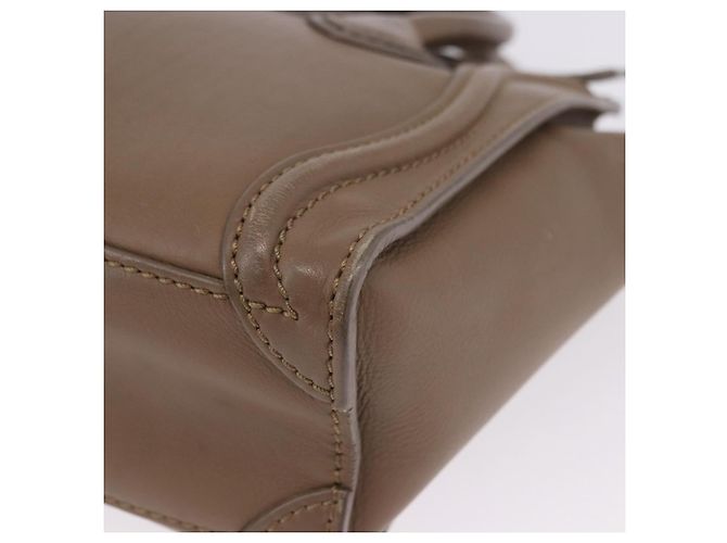 Céline CELINE Luggage Nano Shopper Hand Bag Leather 2way Beige Gold Auth 200630A D'oro - vista 18
