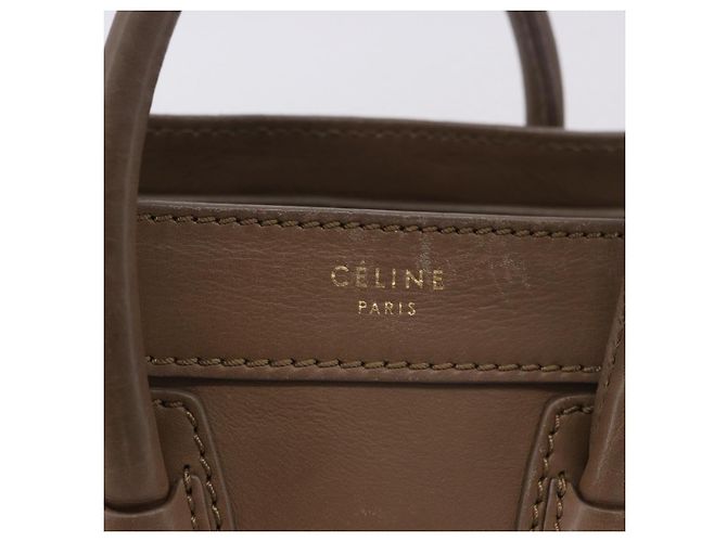 Céline CELINE Luggage Nano Shopper Hand Bag Leather 2way Beige Gold Auth 200630A D'oro - vista 20
