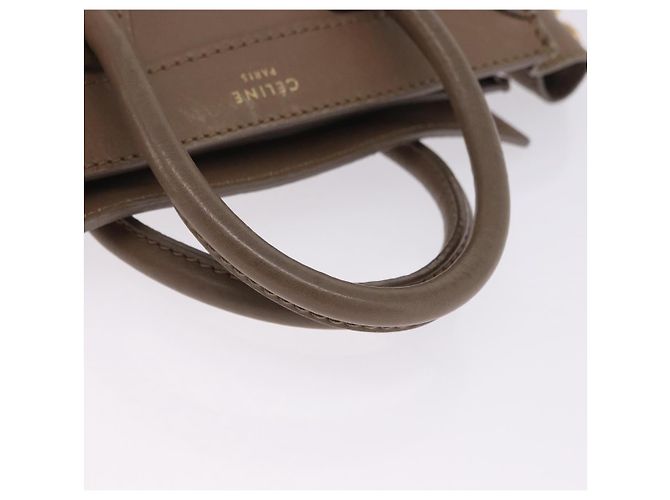 Céline CELINE Luggage Nano Shopper Hand Bag Leather 2way Beige Gold Auth 200630A D'oro - vista 8