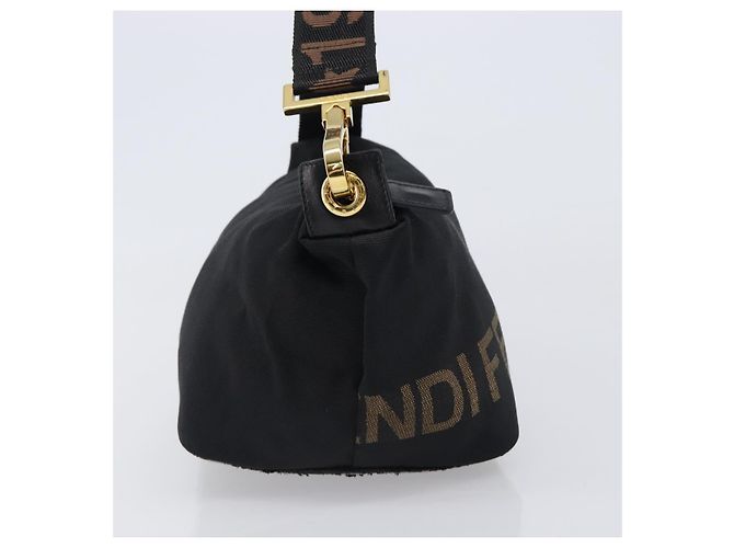 Pouch a mano FENDI Zucca Canvas Nero Marrone Auth 203003 - vista 4