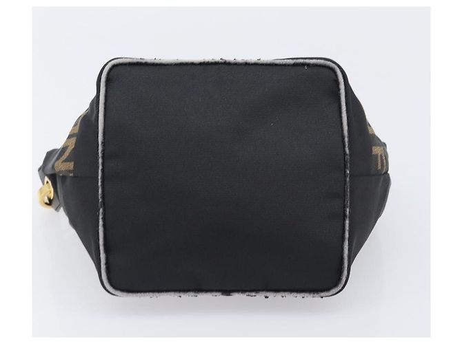 Pouch a mano FENDI Zucca Canvas Nero Marrone Auth 203003 - vista 5