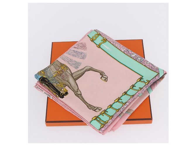 Hermès Foulard HERMES Carre 90 in Seta Rosa Auth 199729M - vista 12