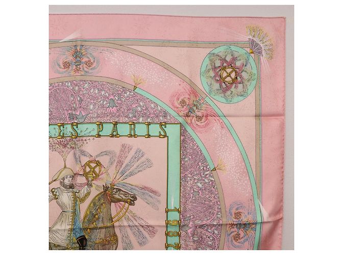 Hermès Foulard HERMES Carre 90 in Seta Rosa Auth 199729M - vista 4
