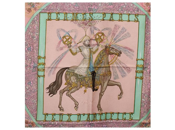 Hermès Foulard HERMES Carre 90 in Seta Rosa Auth 199729M - vista 6