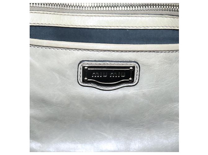 Borsa Miu Miu Vitellolux in pelle Beige Silver Auth 197272V Argento - vista 10