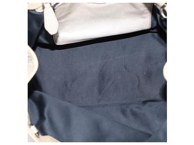 Borsa Miu Miu Vitellolux in pelle Beige Silver Auth 197272V Argento - vista 11