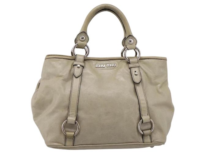 Borsa Miu Miu Vitellolux in pelle Beige Silver Auth 197272V Argento - vista 13