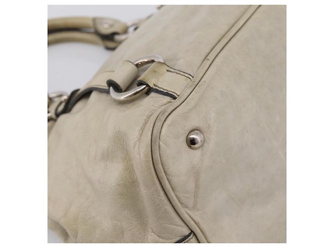 Borsa Miu Miu Vitellolux in pelle Beige Silver Auth 197272V Argento - vista 16