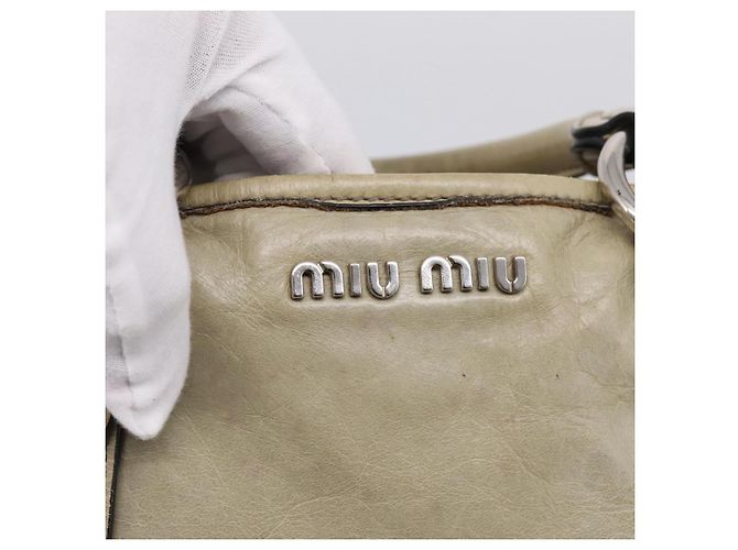 Borsa Miu Miu Vitellolux in pelle Beige Silver Auth 197272V Argento - vista 17