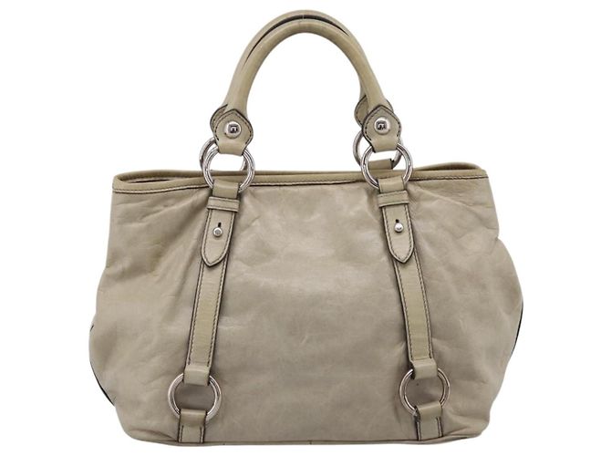 Borsa Miu Miu Vitellolux in pelle Beige Silver Auth 197272V Argento - vista 2