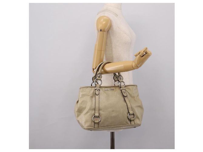 Borsa Miu Miu Vitellolux in pelle Beige Silver Auth 197272V Argento - vista 23