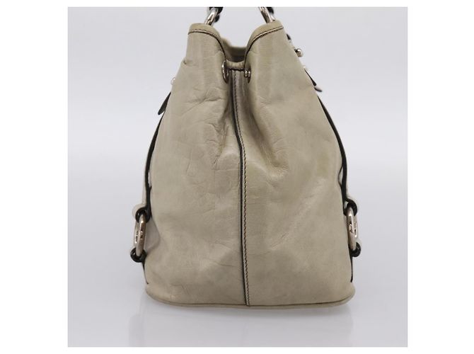 Borsa Miu Miu Vitellolux in pelle Beige Silver Auth 197272V Argento - vista 3