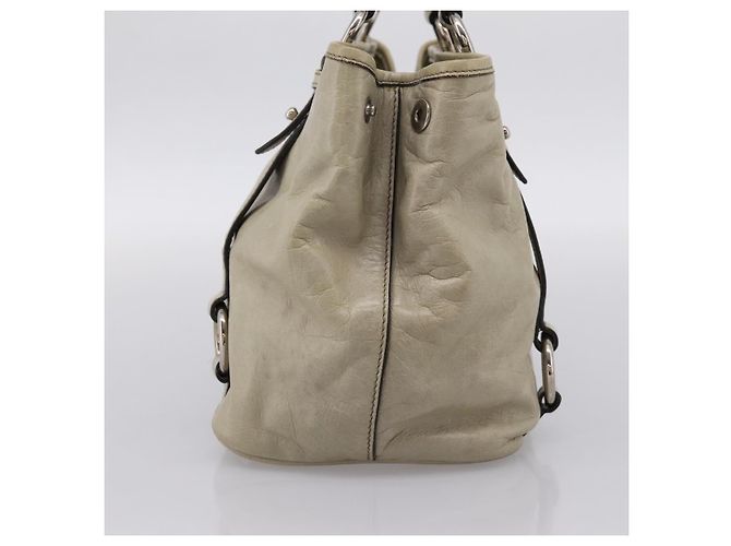 Borsa Miu Miu Vitellolux in pelle Beige Silver Auth 197272V Argento - vista 4