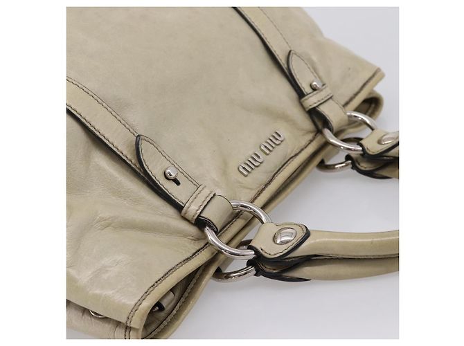 Borsa Miu Miu Vitellolux in pelle Beige Silver Auth 197272V Argento - vista 6