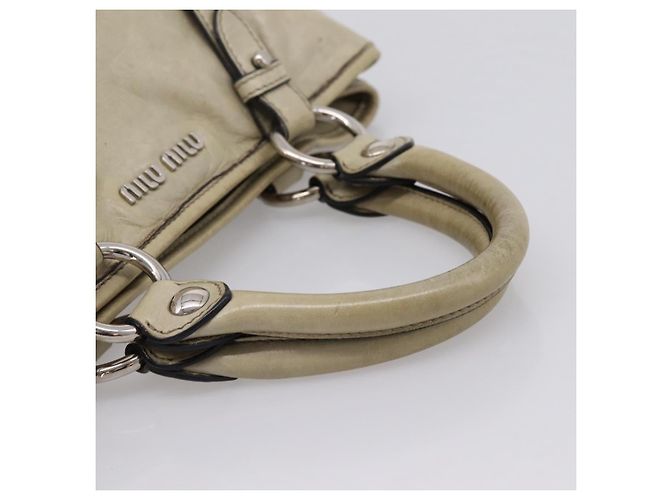 Borsa Miu Miu Vitellolux in pelle Beige Silver Auth 197272V Argento - vista 7