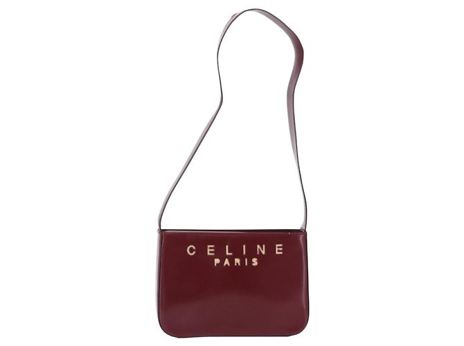 Céline Bolsa de Ombro CELINE em Couro Bordeaux Tom Dourado Auth ka6074 - vista 13