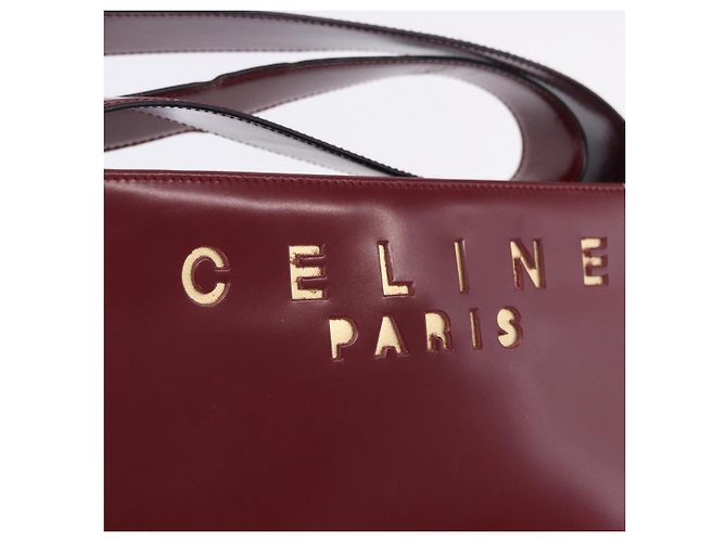 Céline Bolsa de Ombro CELINE em Couro Bordeaux Tom Dourado Auth ka6074 - vista 18