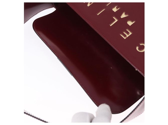 Céline Bolsa de Ombro CELINE em Couro Bordeaux Tom Dourado Auth ka6074 - vista 19