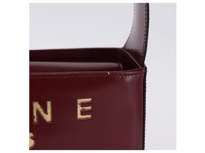 Céline Bolsa de Ombro CELINE em Couro Bordeaux Tom Dourado Auth ka6074 - vista 2