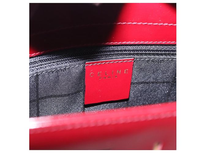 Céline Bolsa de Ombro CELINE em Couro Bordeaux Tom Dourado Auth ka6074 - vista 20
