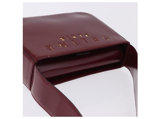 Céline Bolsa de Ombro CELINE em Couro Bordeaux Tom Dourado Auth ka6074 - vista 7