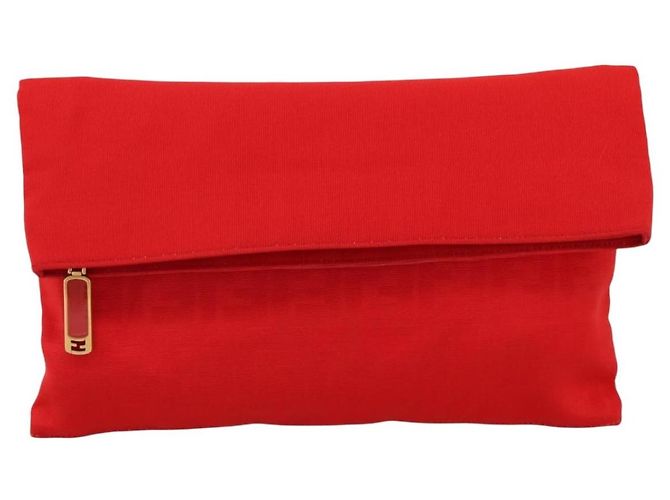 Borsa a pochette FENDI Zucca Canvas Rosso Oro Auth 200728A D'oro - vista 13
