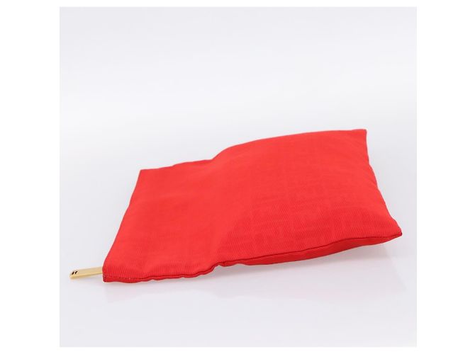 Borsa a pochette FENDI Zucca Canvas Rosso Oro Auth 200728A D'oro - vista 4