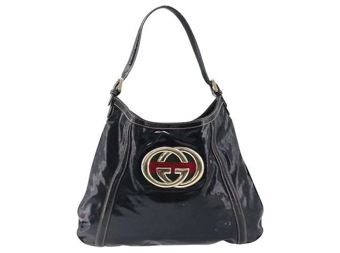 Borsa a tracolla GUCCI Interlocking PVC Leather Black Gold Tone 162740 Auth 201423 Nero - vista 13