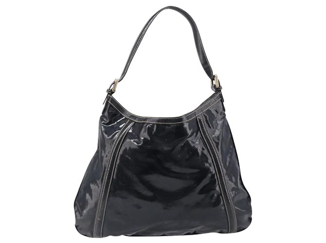 Borsa a tracolla GUCCI Interlocking PVC Leather Black Gold Tone 162740 Auth 201423 Nero - vista 2