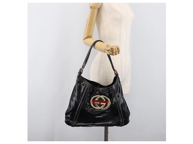 Borsa a tracolla GUCCI Interlocking PVC Leather Black Gold Tone 162740 Auth 201423 Nero - vista 23