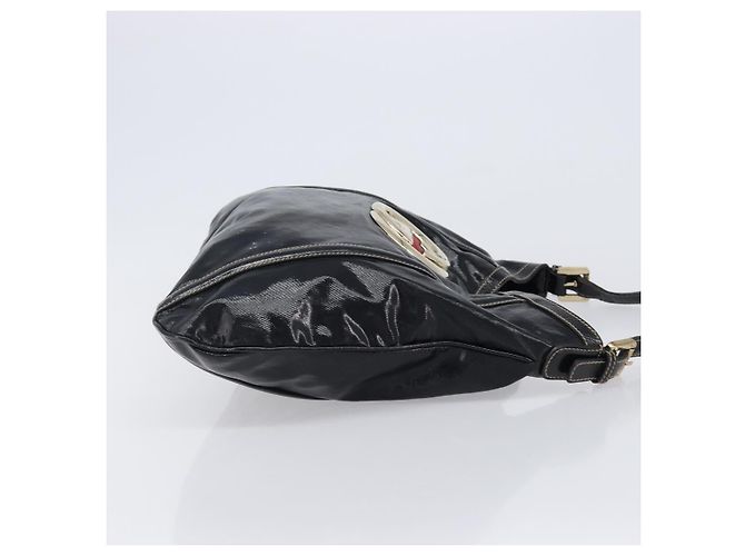 Borsa a tracolla GUCCI Interlocking PVC Leather Black Gold Tone 162740 Auth 201423 Nero - vista 3