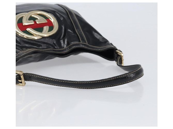 Borsa a tracolla GUCCI Interlocking PVC Leather Black Gold Tone 162740 Auth 201423 Nero - vista 7