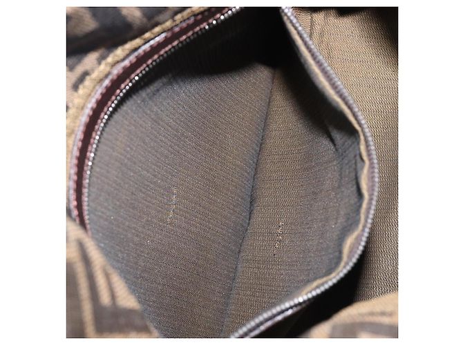 Borsa a Tracolla FENDI Zucca Canvas Mamma Baguette Nero Marrone Auth 200694V - vista 10