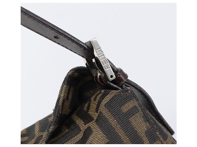 Borsa a Tracolla FENDI Zucca Canvas Mamma Baguette Nero Marrone Auth 200694V - vista 19
