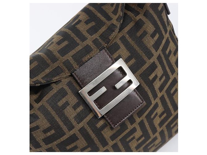 Borsa a Tracolla FENDI Zucca Canvas Mamma Baguette Nero Marrone Auth 200694V - vista 20