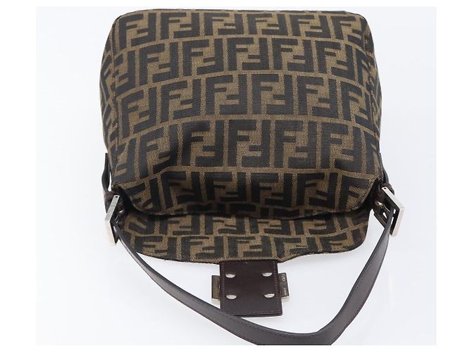 Borsa a Tracolla FENDI Zucca Canvas Mamma Baguette Nero Marrone Auth 200694V - vista 21