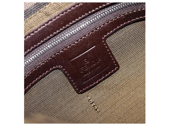 Borsa a Tracolla FENDI Zucca Canvas Mamma Baguette Nero Marrone Auth 200694V - vista 23