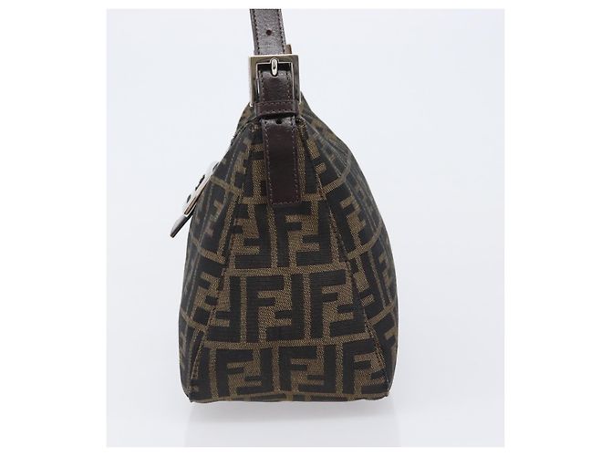Borsa a Tracolla FENDI Zucca Canvas Mamma Baguette Nero Marrone Auth 200694V - vista 3