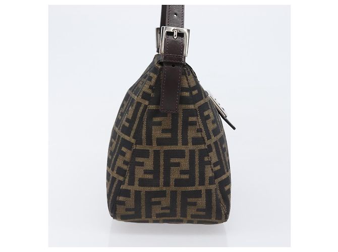 Borsa a Tracolla FENDI Zucca Canvas Mamma Baguette Nero Marrone Auth 200694V - vista 4