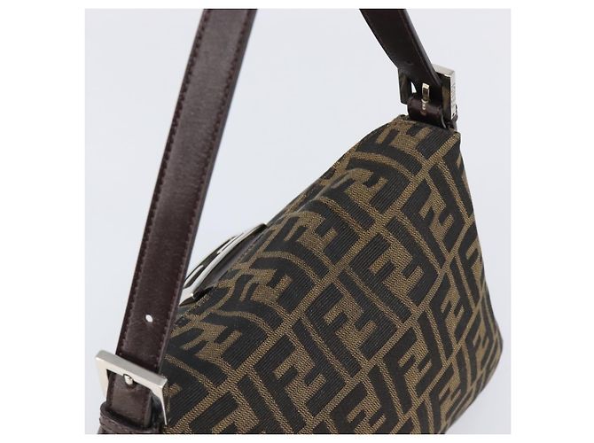 Borsa a Tracolla FENDI Zucca Canvas Mamma Baguette Nero Marrone Auth 200694V - vista 6